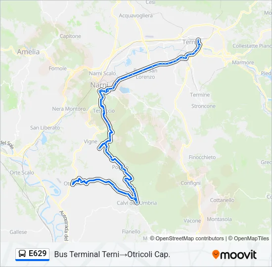 E629 Bus Line Map