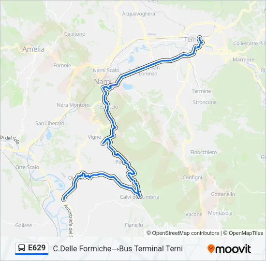 E629 Bus Line Map