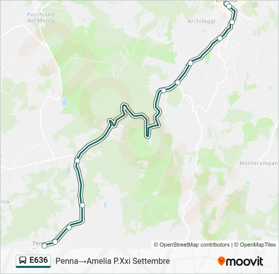 Percorso linea bus E636