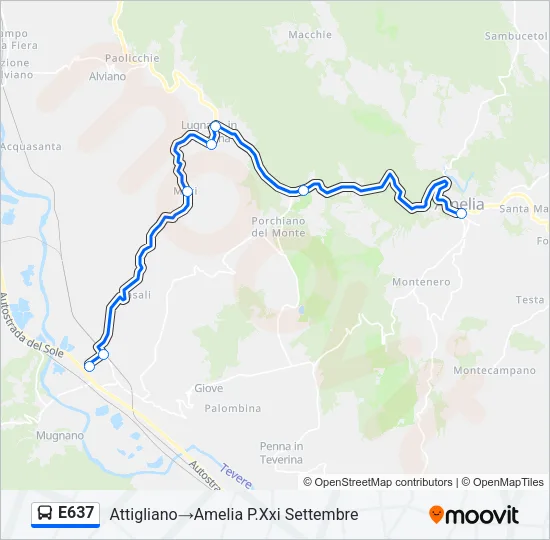 E637 Bus Line Map
