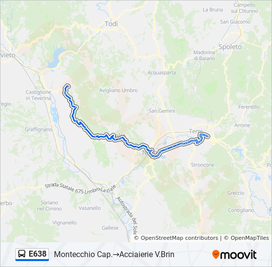 E638 bus Line Map