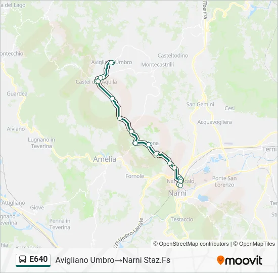 Percorso linea bus E640