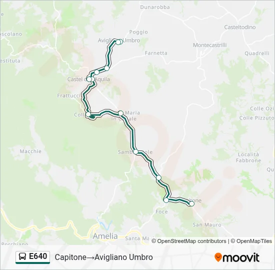 Percorso linea bus E640