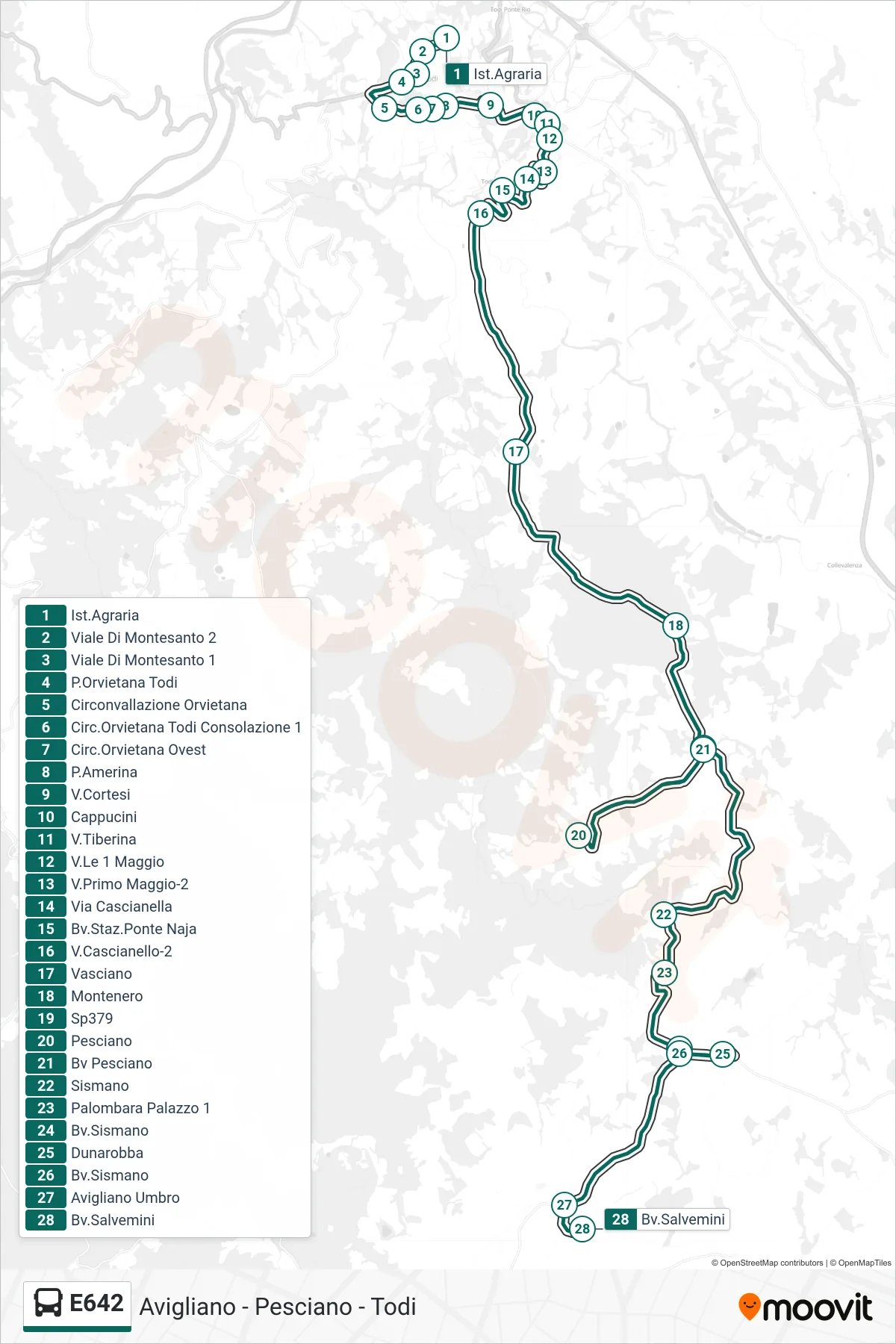 Linea E642 bus (Ist.Agraria→Bv.Salvemini) - Percorsi e fermate sulla mappa