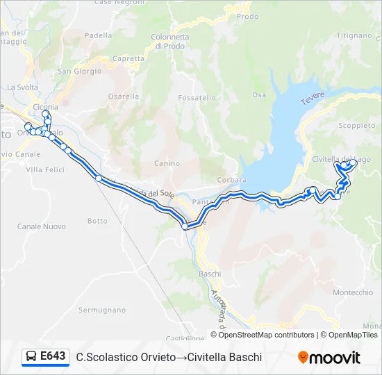 Percorso linea bus E643