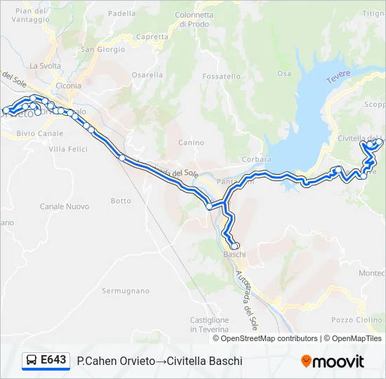 E643 Bus Line Map
