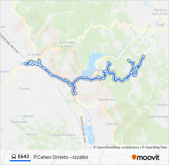Percorso linea bus E643