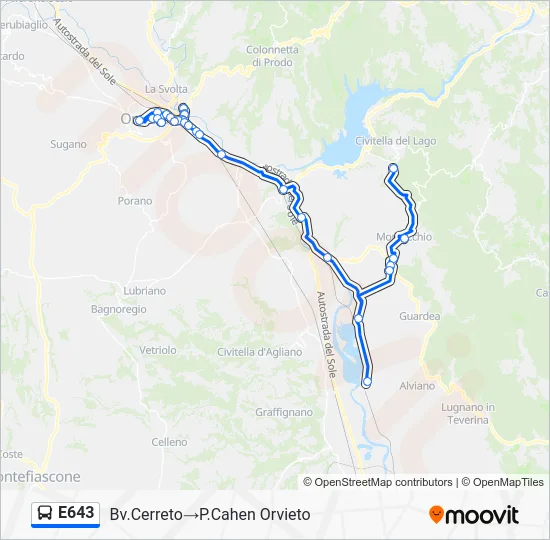 Percorso linea bus E643