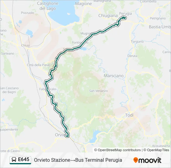 Percorso linea bus E645