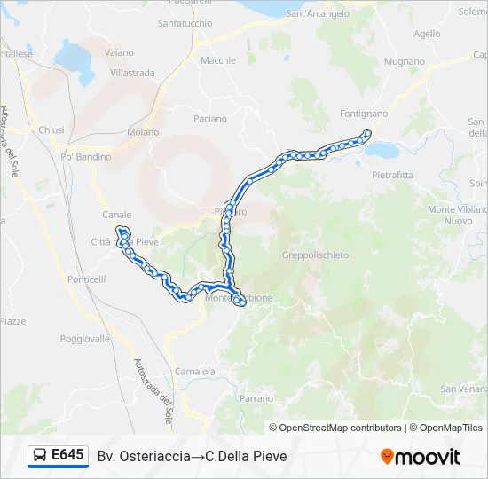 Percorso linea bus E645