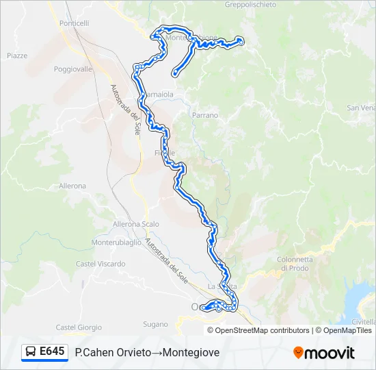 E645 Bus Line Map