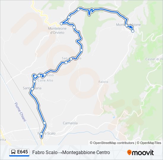 Percorso linea bus E645