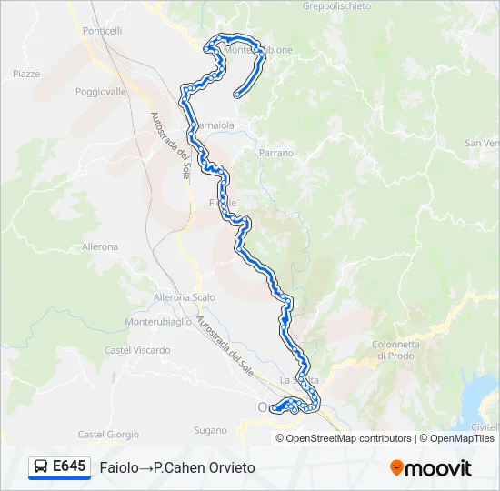 E645 Bus Line Map