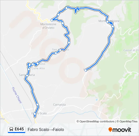 E645 Bus Line Map