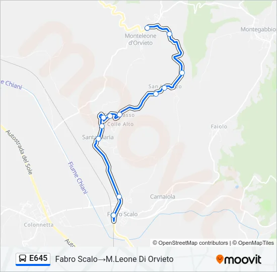 E645 Bus Line Map