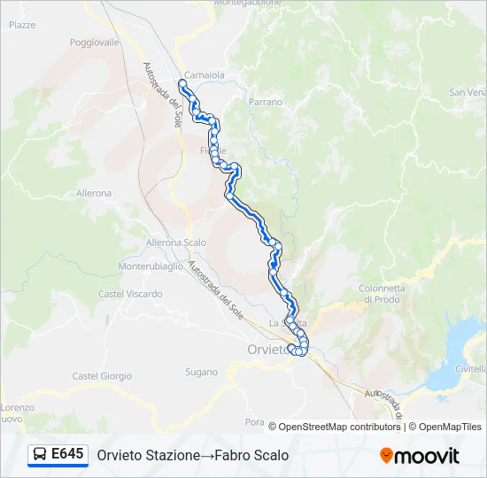 E645 Bus Line Map