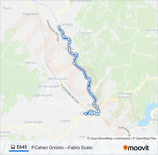 E645 Bus Line Map