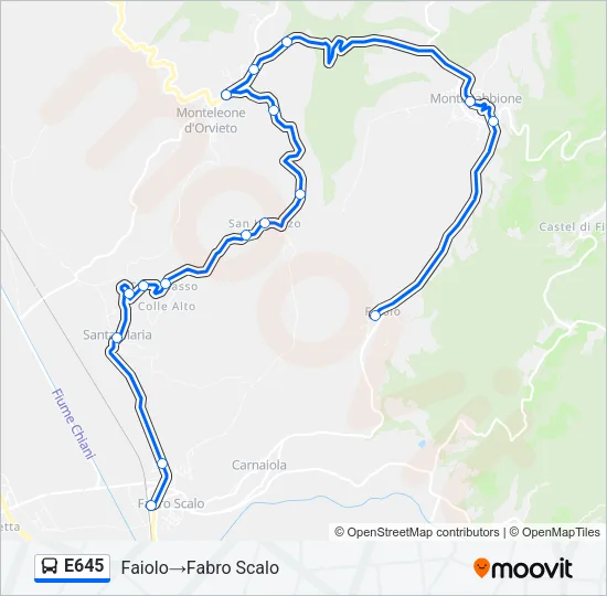 E645 Bus Line Map