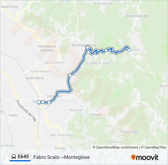 E645 Bus Line Map