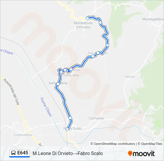 E645 Bus Line Map