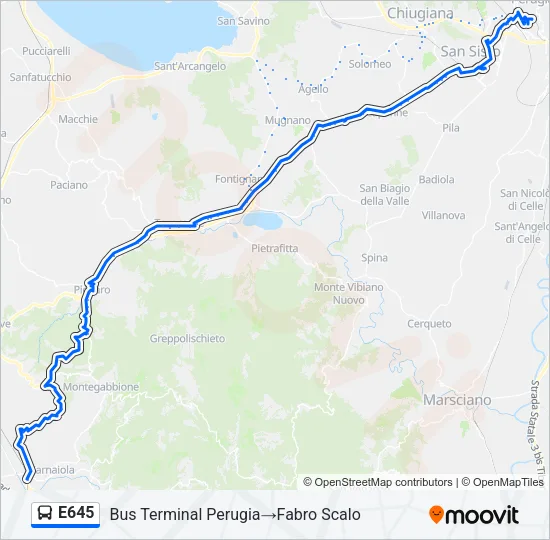 E645 Bus Line Map