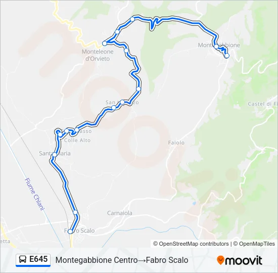 E645 Bus Line Map