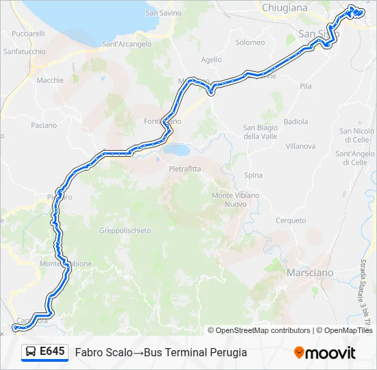 Percorso linea bus E645
