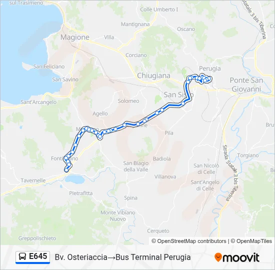 Percorso linea bus E645
