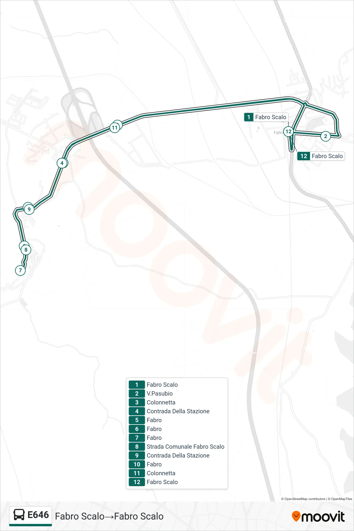 Linea E646  bus (Fabro Scalo‎→Fabro Scalo) - Percorsi e fermate sulla mappa