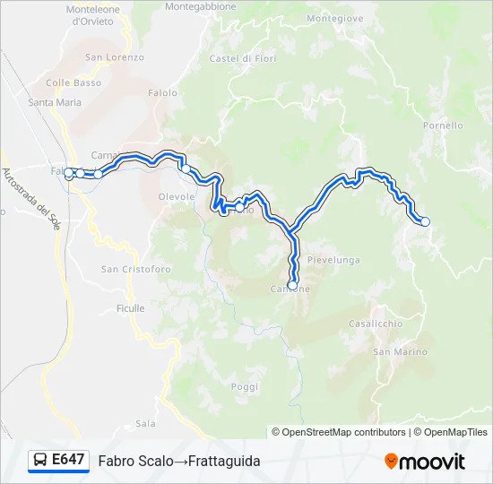 E647 Bus Line Map