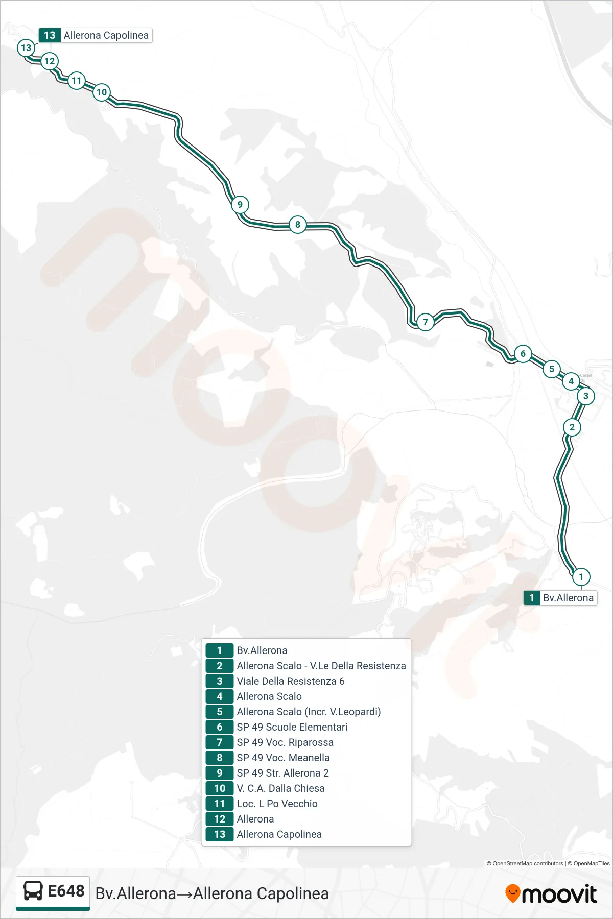 Linea E648  bus (Bv.Allerona‎→Allerona Capolinea) - Percorsi e fermate sulla mappa