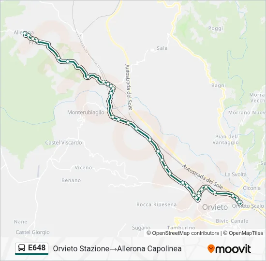 Percorso linea bus E648