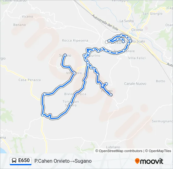 E650 Bus Line Map