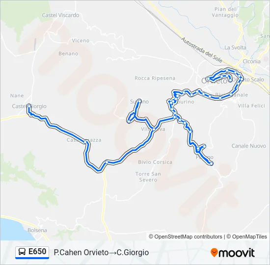 E650 Bus Line Map