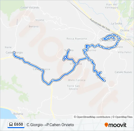 E650 Bus Line Map