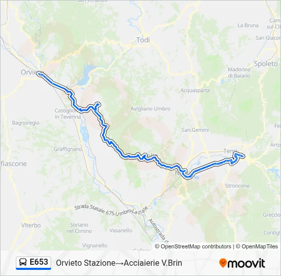 Percorso linea bus E653