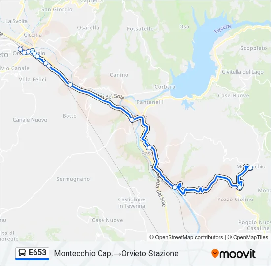 E653 Bus Line Map