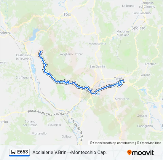 E653 Bus Line Map