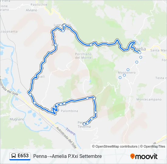 E653 Bus Line Map