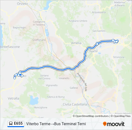 E655 Bus Line Map