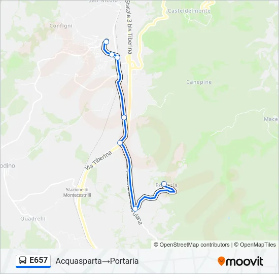 E657 Bus Line Map