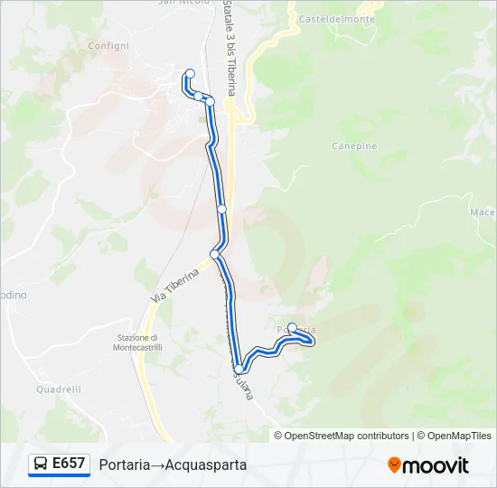 E657 Bus Line Map