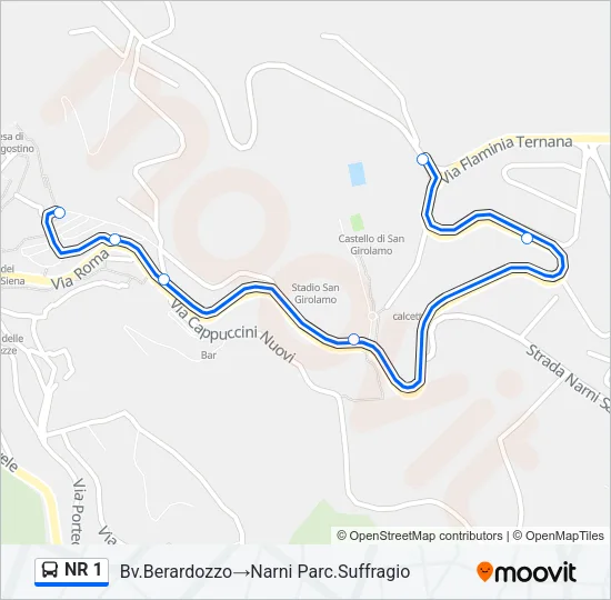 NR 1 Bus Line Map