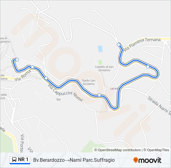 NR 1 bus Line Map