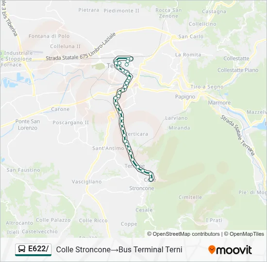 Percorso linea bus E622/