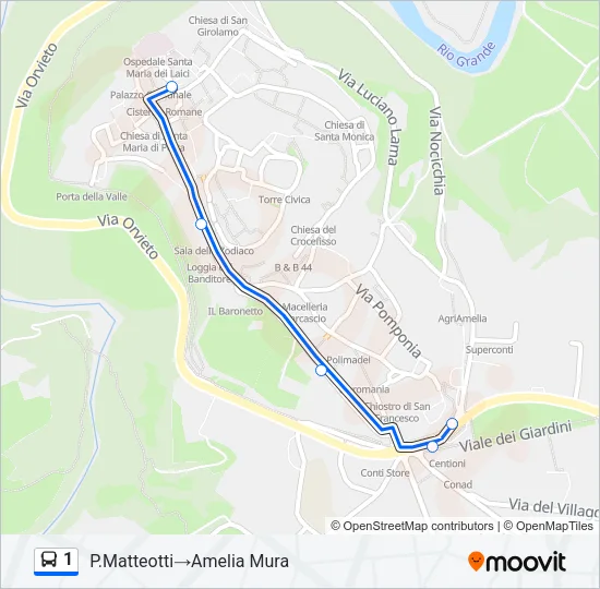 1 Bus Line Map