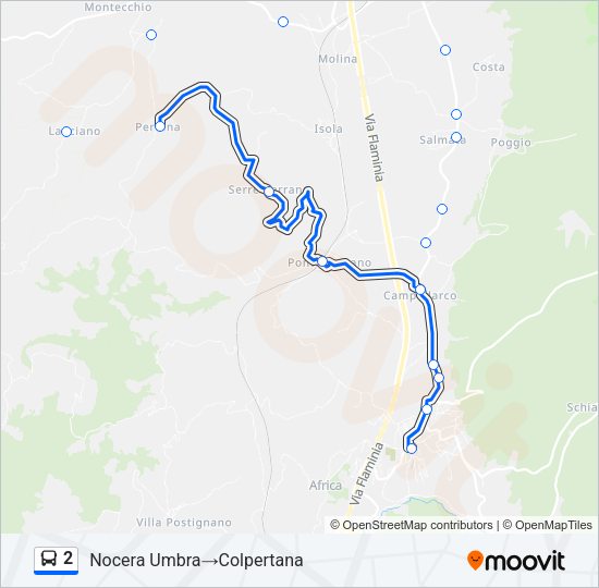 Percorso linea bus 2