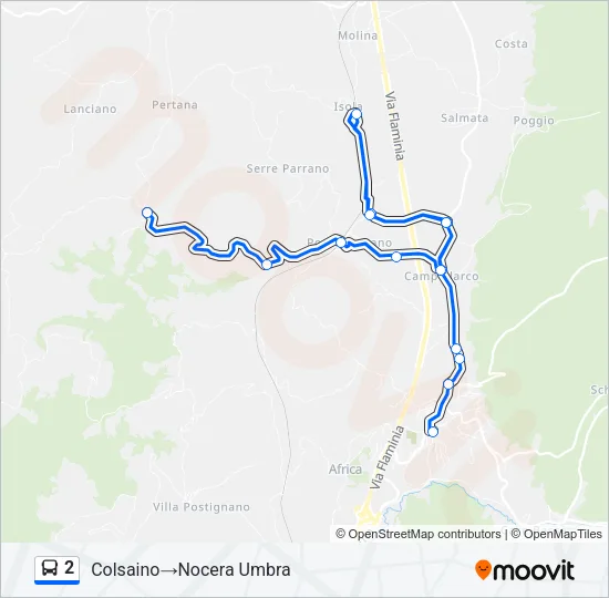 Percorso linea bus 2