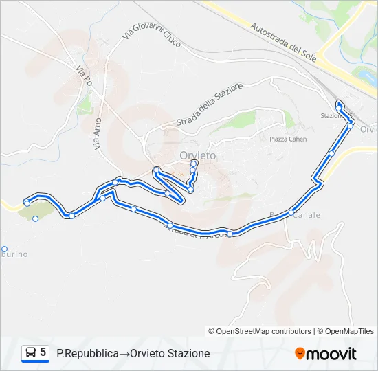 5 Bus Line Map