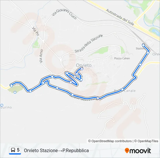 5 Bus Line Map
